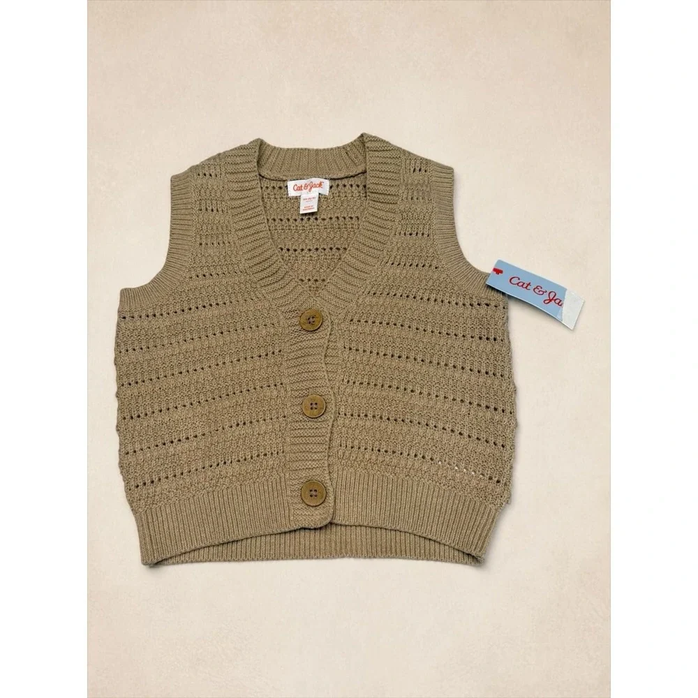 Cat & Jack Kids'‎ Textured Knit Button-Down Cardigan Vest